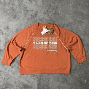Thank Black Women Sweater Philadelphia Printworks Oversized XXL Orange NWT